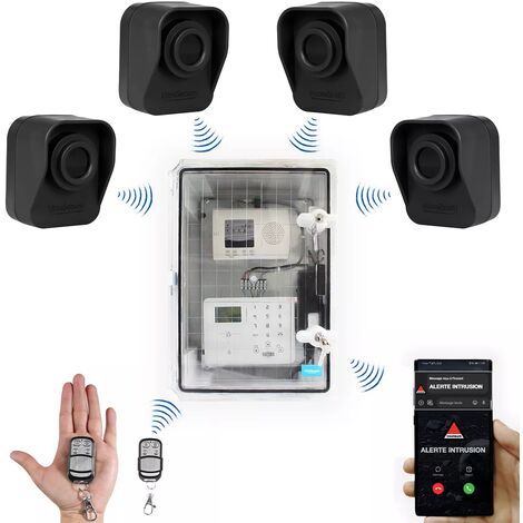 Kit "hangar agricole" - Point d'alerte GSM 4G IP65 + 4 détecteurs de mouvement à piles (DA600+/KP) (1/5)