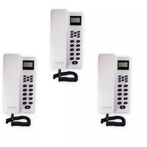Interphone de bureau sans-fil 300 mètres - 3 Stations d'appel blanches alimentées et/ou autonomes (avec écran LCD) (1/5)