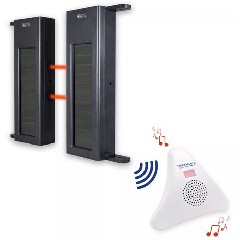 Ultra Secure – Barrière infrarouge solaire autonome 600m – Détection double faisceau – Carillon 35 mélodies – Portée transmission 900m - DA600