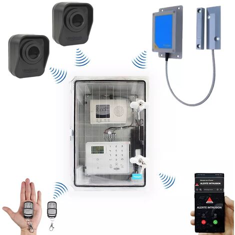 Kit "hangar agricole" - Point d'alerte GSM 4G IP65 + 2 détecteurs de mouvement à piles + 1 d'ouverture (DA600+/KP) (1/5)