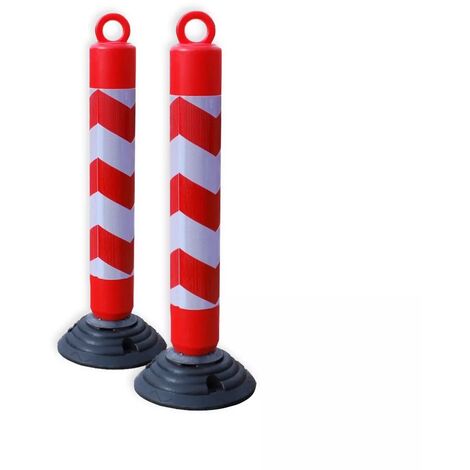 Pack 2 bornes de protection flexibles et amovibles anti-stationnement plastique - œillet et bandes réfléchissantes