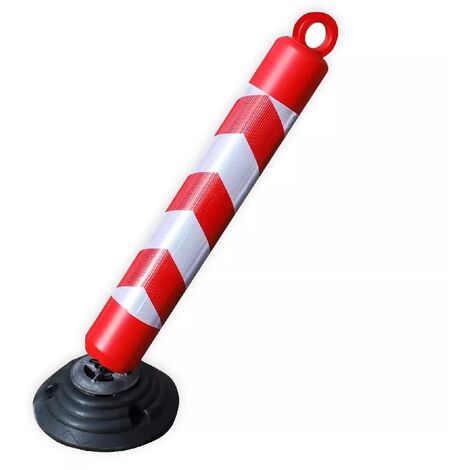 Ultra Secure – Borne de protection amovible inclinable pour stationnement – Plastique rouge avec bandes réfléchissantes – Hauteur 800 mm, diamètre 100 mm