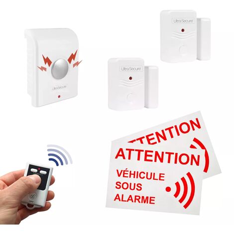 Kit alarme utilitaire autonome sans-fil ESSENTIEL 2 -  2 détecteurs ouverture + sirène + télécommande (gamme BT)