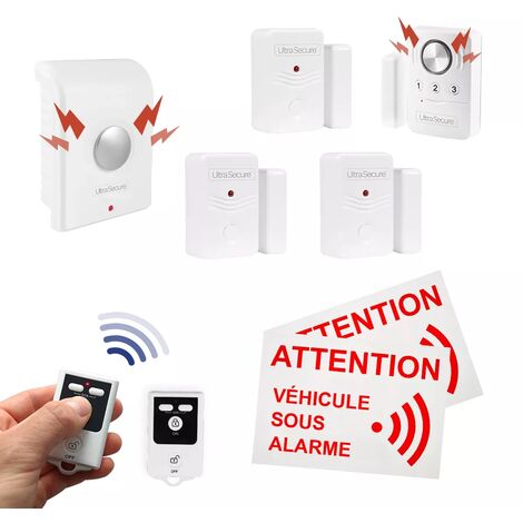 Kit alarme utilitaire autonome sans-fil CONFORT 2 - 3 Détecteurs d'ouverture + sirène + 2 télécommandes (gamme BT)