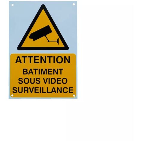 Panneau extérieur 'ATTENTION BÂTIMENT SOUS VIDÉOSURVEILLANCE' - plastique rigide (format A5)