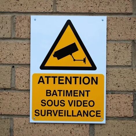 Panneaux Alarme Vidéo Surveillance Signalétique.biz - Lot De 4 Stickers 105x75mm - Propriété Privée Sous Surveillance 24h/24