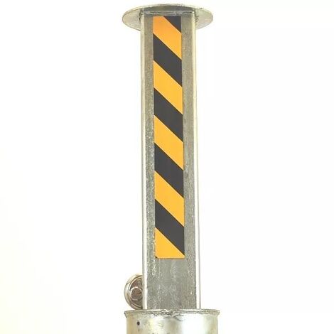 Ultra Secure – Poteau télescopique anti-bélier 535mm – Acier galvanisé – Rétractable avec loquet et cadenas – Bandes réfléchissantes noires et jaunes - TP-120-BY