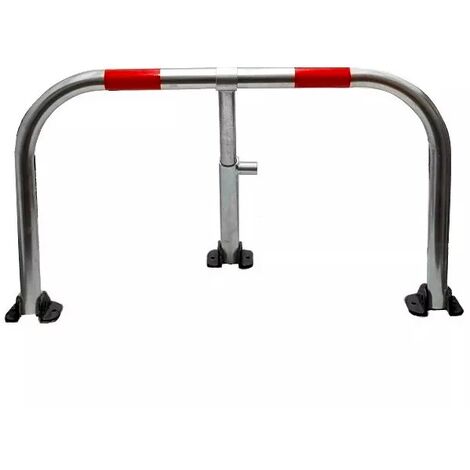 Ultra Secure – Arceau de parking galvanisé avec serrure intégrée – Bandes rouges et pieds noirs – Acier 2 mm – Dimensions 860x470x280 mm