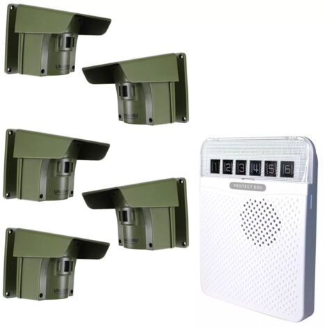 Alarme d'allée 800 mètres sans-fil avec détection de passage extérieur - PROTECT 800 (1 récepteur blanc, 5 détecteurs) (1/3)