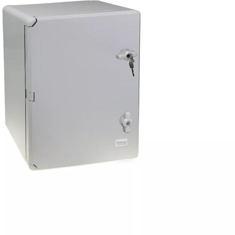 Coffret mural haute-résistance boîtier 400 x 300 x 220 - Porte pleine / Serrure clé / Plaque montage / IP65 / ABS (1/5)