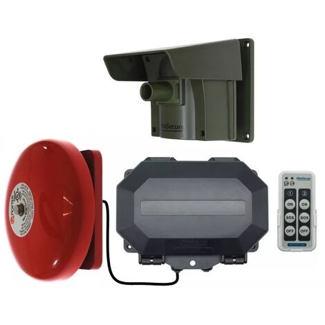 Ultra Secure – Détecteur de passage armable extérieur sans fil 800m – Récepteur IP56 avec télécommande – Cloche 100dB résistante aux intempéries