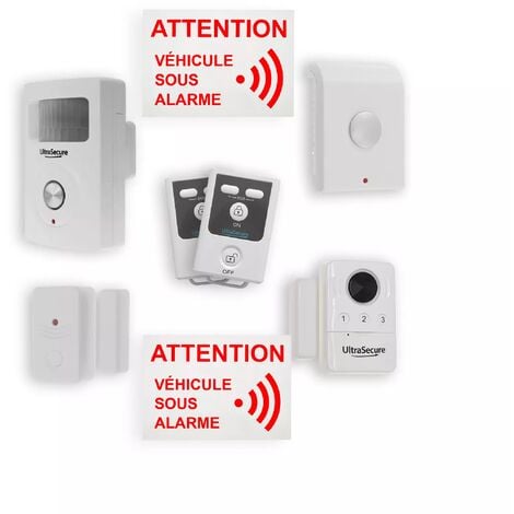 Kit alarme camping-car autonome sans-fil ESSENTIEL 2 - 2 détecteurs  ouverture + sirène + télécommande (gamme BT)