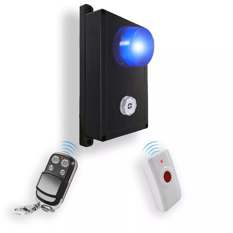 Alarme panique sans fil magasin/bureaux/entreprise noire - flash bleu & sirène multi tonalités (gamme KP)