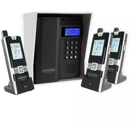Interphone 600 mètres sans-fil longue portée autonome digicode écran LCD - UltraCOM3 NOIR visière argentée + 3 combinés (1/5)