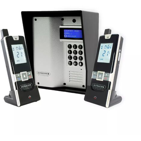 Interphone 600 mètres sans-fil longue portée autonome digicode écran LCD - UltraCOM3 ARGENTÉ visière noire + 2 combinés (1/5)