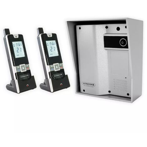 Interphone sans-fil alimenté sur portail 600m longue distance - UltraCOM2 ARGENTÉ 600-SOLO visière argentée + 2 combinés