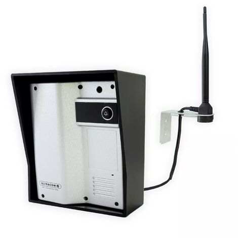 Platine de rue 600m autonome individuelle sans-fil - UltraCOM2 visière noire + antenne : contourner obstacle / pilier