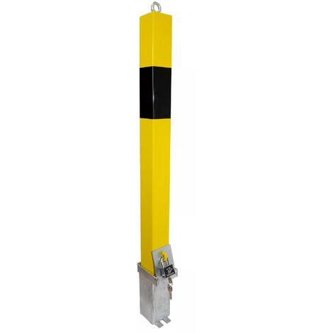Poteau amovible 100P-K JAUNE/NOIR (serrure unique) haute résistance avec oeillet pour chaîne