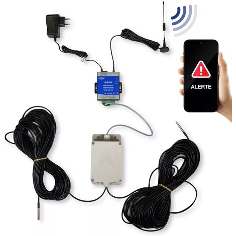 Alarme température GSM 4G MULTI sondes (frigo / chambre froide) appels & SMS avec 2x sonde 20m + panne de courant (KPX8)
