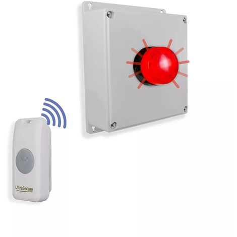 Kit sonnette lumineuse sans-fil - Haute-résistance / 800m / 1 bouton simple autonome sur piles (PROTECT 800)