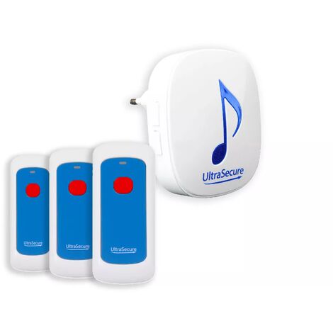 Alerte panique 600 mètres sans-fil - 3 boutons SOS & Carillon longue portée 35 mélodies volume réglable flashs (DA600+)