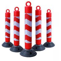 Pack 5 bornes de protection flexibles et amovibles anti-stationnement plastique - œillet et bandes réfléchissantes