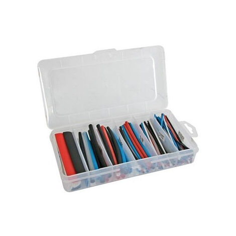 Perel – Coffret de 170 gaines thermo-rétractables 10 cm – Ignifuges sans halogène – Température de rétrécissement 90°C – Protection électrique