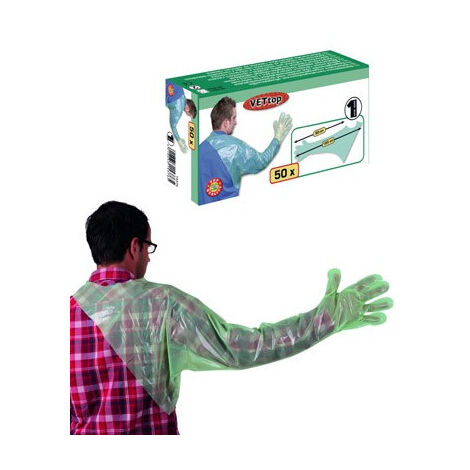 Gants vétérinaire jetables VETtop avec protection d’épaule (Boîte de 50) (1/4)