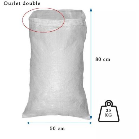 Sac à gravats tissé 50L – Lot de 500 pièces – Dimensions 80x50cm – Charge maximale 25kg – Résistant aux UV
