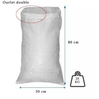 Sac à gravats tissé 25 kg - Dimensions 80x50cm (lot de 1000 pièces)