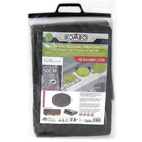 Telo copertura tavolo rotondo con anelli rinforzati, super resistente, 163x48cm (1/2)