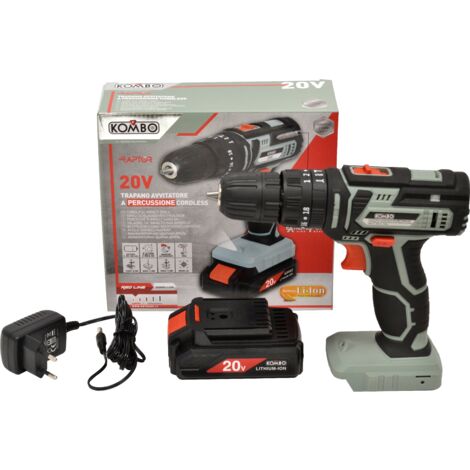 Trapano Avvitatore Percussore con Batteria 20volt/1500MAh