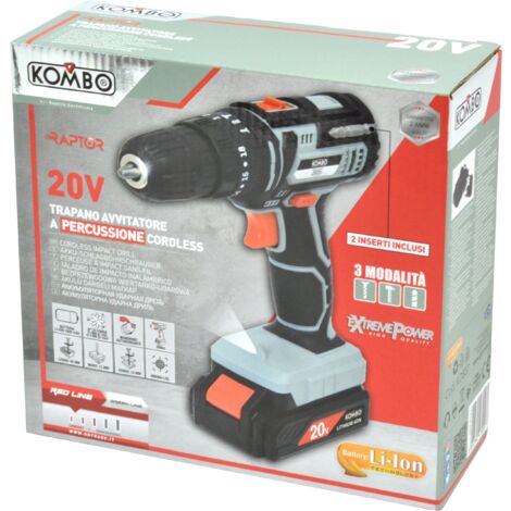 Trapano Avvitatore Percussore con Batteria 20volt/1500MAh