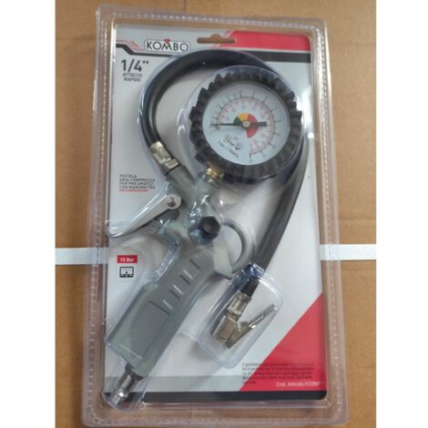 PISTOLA COMPRESSORE PER GONFIAGGIO PNEUMATICI CON MANOMETRO GOMME AUTO Ruolotte 10176906