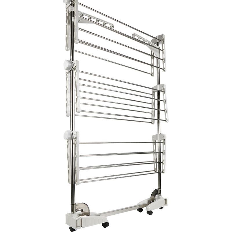 Séchoir à Linge Pliable JAUREE 240 Cm - Acier Inoxydable - 20 Crochets Coupe-Vent - Support 60 Kg