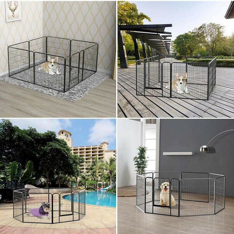 Parc chiot tissu enclos chien pliable 8 panneaux 4 tailles - Ciel