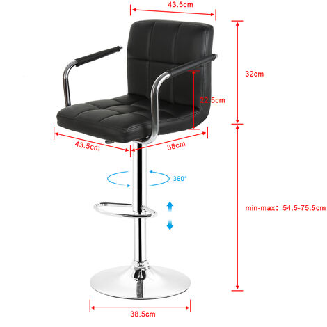 Tabouret Bar Réglable Lestarain - Dossier Velours - Pivotant 360° - Hauteur Siège 60-81cm - Gris Foncé