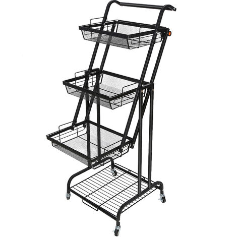 Hofuton Desserte à 4 Niveaux de Stockage de Fruits et Légumes, Chariot de Cuisine Roulant, 44x42x127cm (1/5)