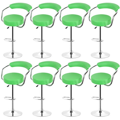 Hofuton Lot de 8 Tabourets de Bar, Réglable en Hauteur avec Dossier, Revêtement en PU, Rotatif à 360 Dégrées, pour Comptoir, Cuisine, Vert (1/5)