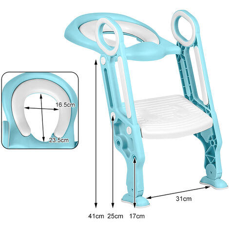Siège De Toilette Enfant Réglable Avec Escalier – Pot Bébé Pliable Et Antidérapant – Hauteur Ajustable Bleu/Vert – Pour Garçons Et Filles