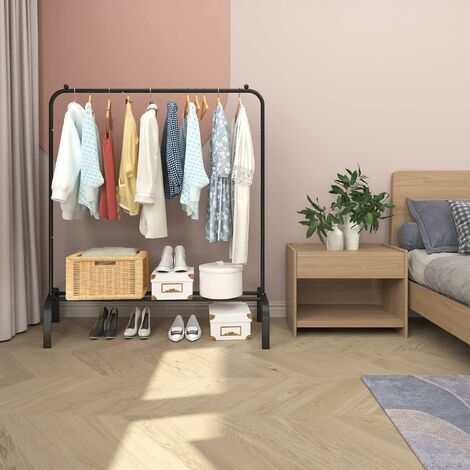 Hofuton Portant à vêtements avec étagères à chaussures, de qualité commerciale, pour présentation, rangement, noir (1/5)