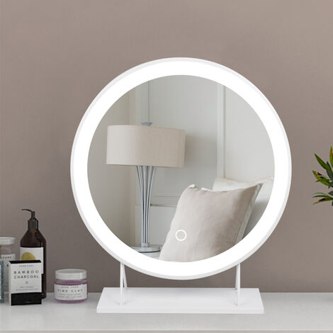 Hofuton Miroir de Maquillage sur Table 5050cm Cadre Blanc - Blanc Froid (1/5)