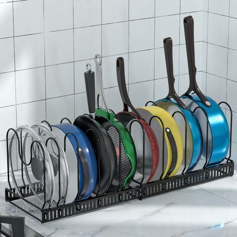 Hofuton Support pour Couvercles et Poêles, Métal Peint par Poudrage, Noir, 10 Compartiments (1/5)