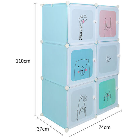 Armoire Modulable Enfant VIIROUD 12 Cubes - 111x37x147cm Rose