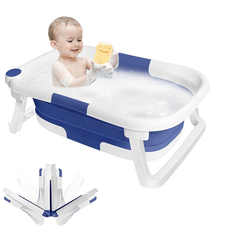 Hofuton Baignoire Bébé Pliable Économie D'espace Pour Nouveau-nés Bleu