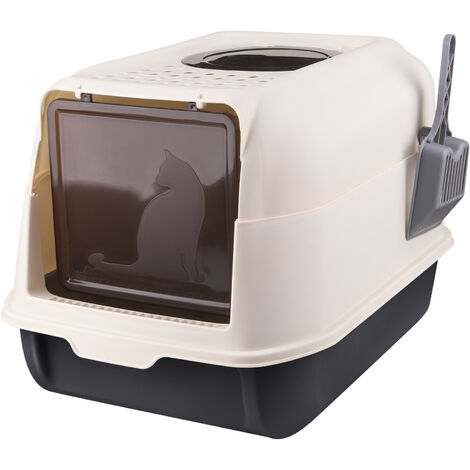 Hofuton Bac à Litière Fermé, Nettoyage Facile, Portable Maison de Toilette, Avec Pelle, Capacité de Charge 8 kg, Noir