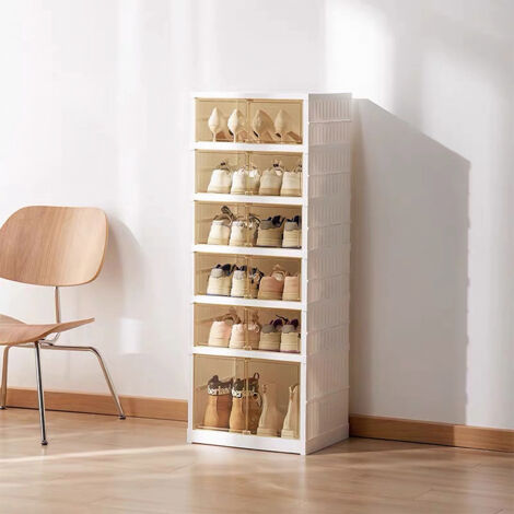 Hofuton Étagère à Chaussures Pliante avec Porte Transparente, Meuble à Chaussures. Organisateur de Chaussures Sans Installation. Rangement Respirant pour Chaussures (Blanc) (1/5)