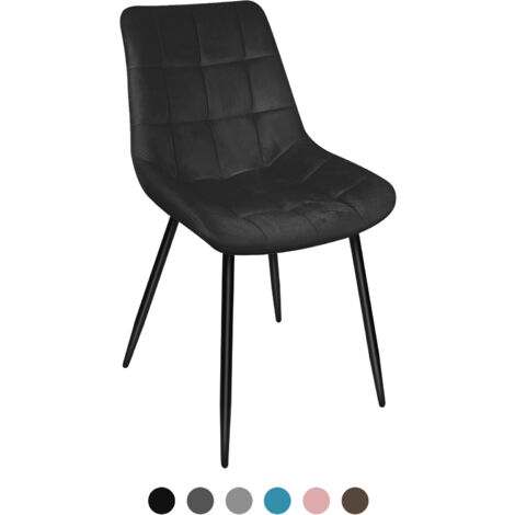 Hofuton Lot de 2 Chaises Assise en Velours Cadre en Métal pour Salle à Manger Noir (1/5)