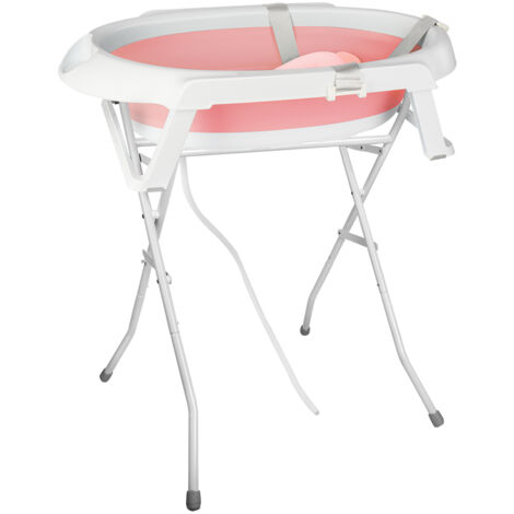 Hofuton Baignoire Surélevée pour Bébé, Pliable, Avec Oreiller de Bain, Charge Maximale 28 kg, Rose