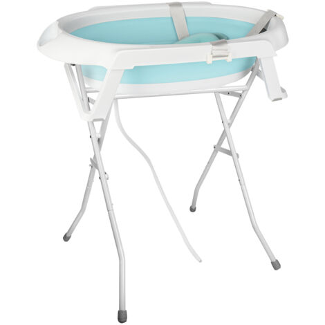 Hofuton Baignoire Surélevée pour Bébé, Pliable, Avec Oreiller de Bain, Charge Maximale 28 kg, Vert
